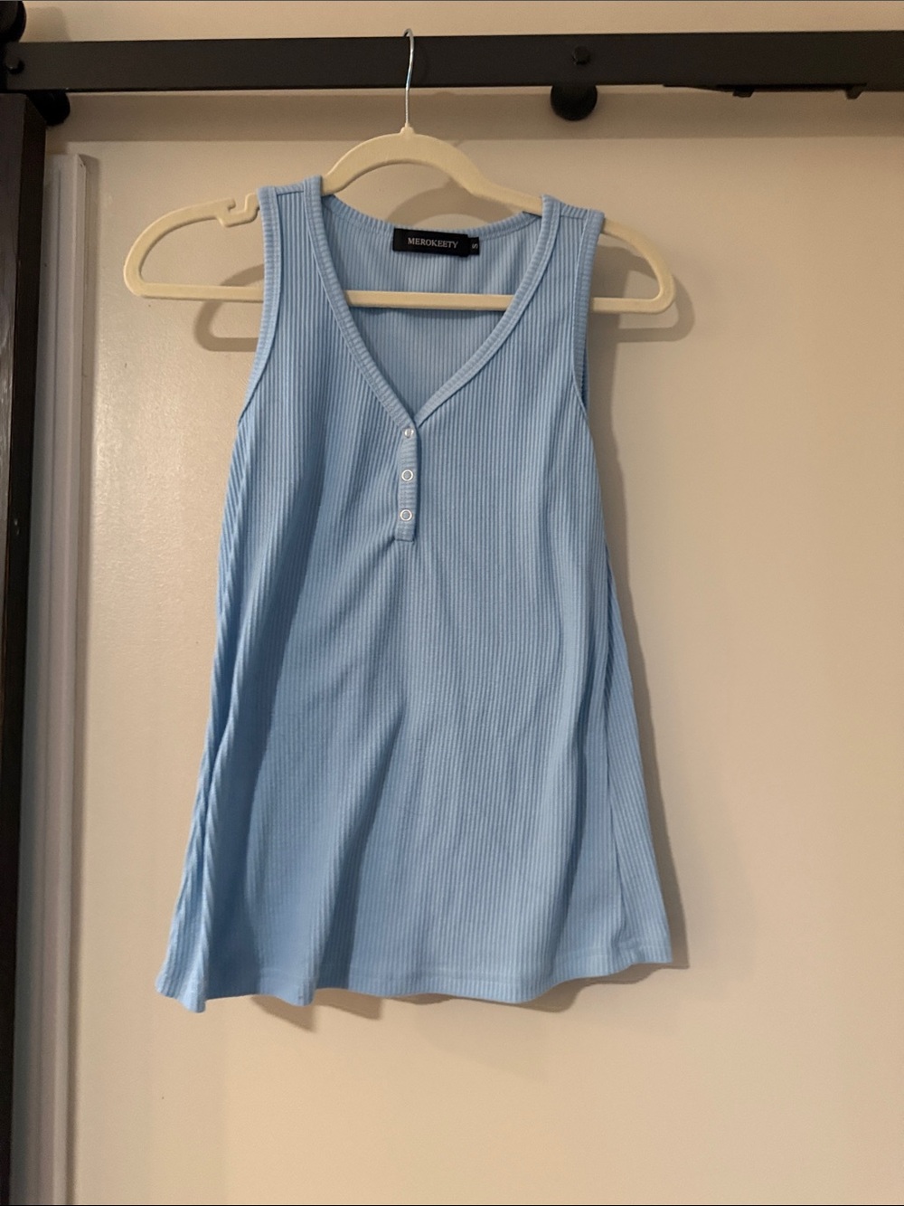 MERCURYROW Light Blue Ribbed Henley Tank